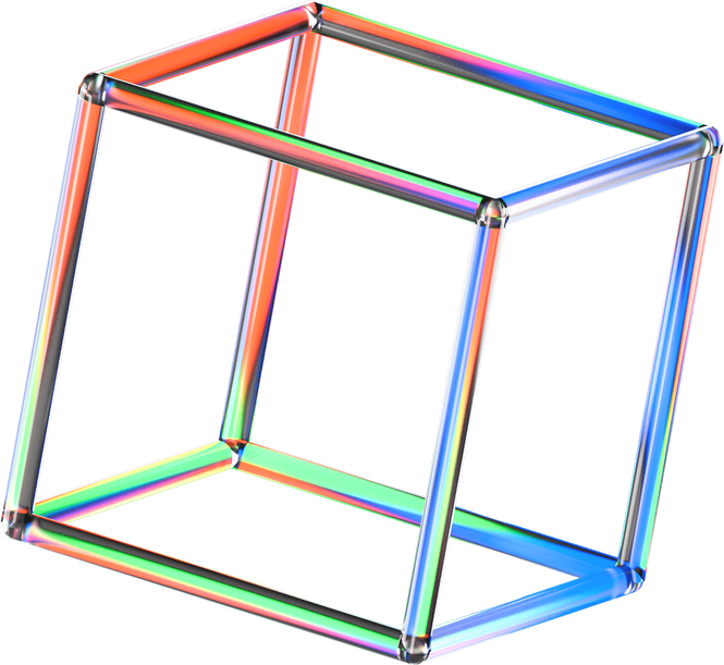 3D Glowing Glass Piped Cube