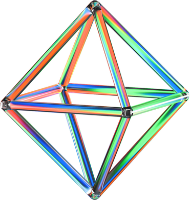 3D Glowing Glass Piped Octahedron